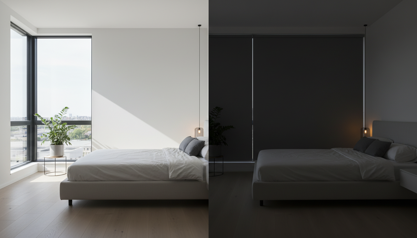 Before and After Blackout Blind